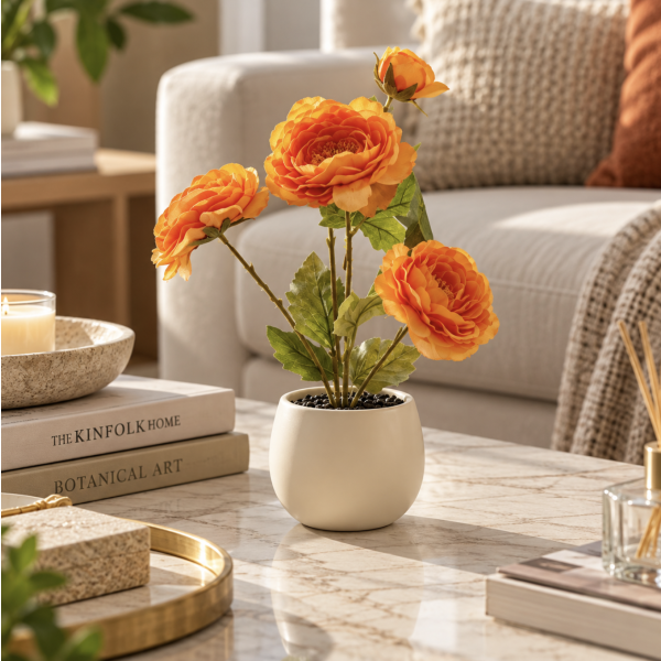 Planta maceta flores ceramica 34' 5280 naranja