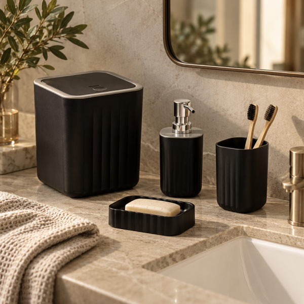 Set de baño 4 pzas negro 2519-6