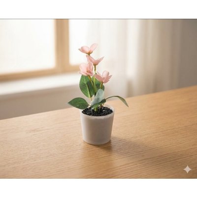 Maceta artificial c/flores rosa 17*6*6 1188