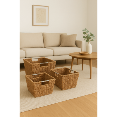 Contenedores seagrass & metal set x3