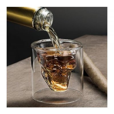 vaso doble vidrio calavera  90 ml 3002 golx