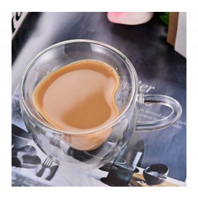 Taza doble vidrio forma corazon 150ml 3448