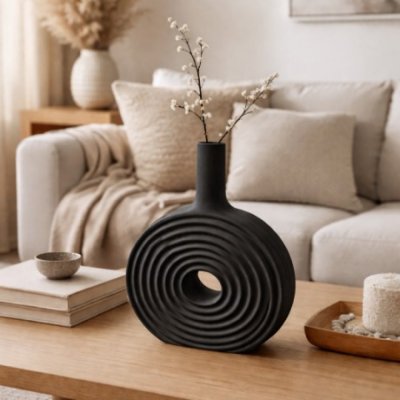 Florero minimal ceramica 17*9 1845 negro