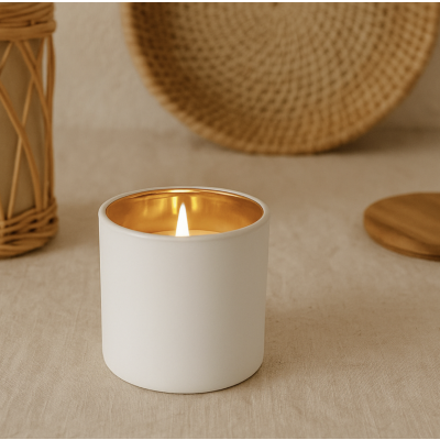 Porta velas blanco mate