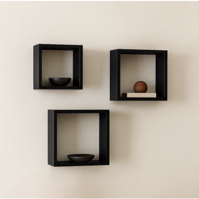 Repisa set x3 madera negro rm3027