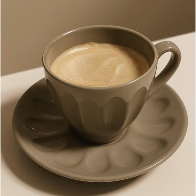 Taza con plato Grey 165ml 0854