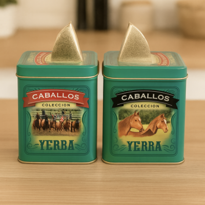 Lata yerba baja vertedora caballos