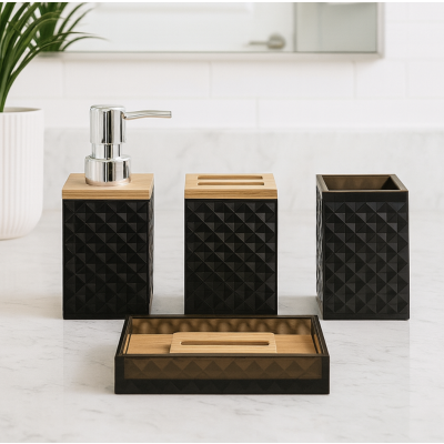 Set de baño 4 pzas ba3008 negro 