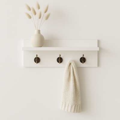 Repisa con perchero blanco RM6021
