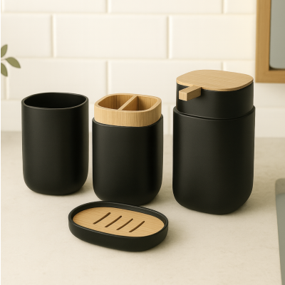 Set de baño classic x4 negro 1050