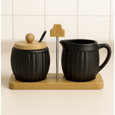 Set de azucarera y lechera negro 8199