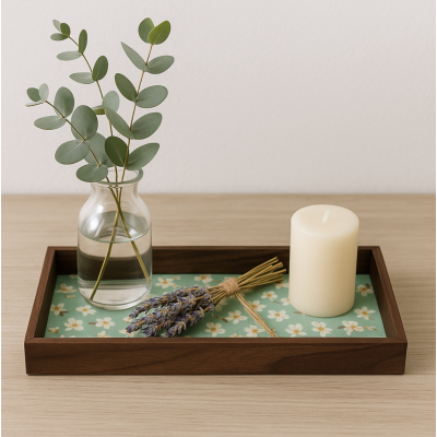 Bandeja floral madera 28*12 verde bp110