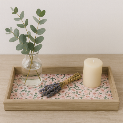 Bandeja floral madera 38*18 rosa bp111