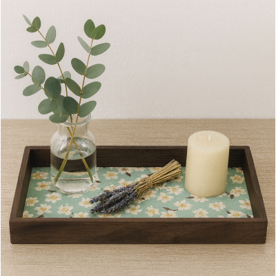 Bandeja floral madera 38*18 verde bp111