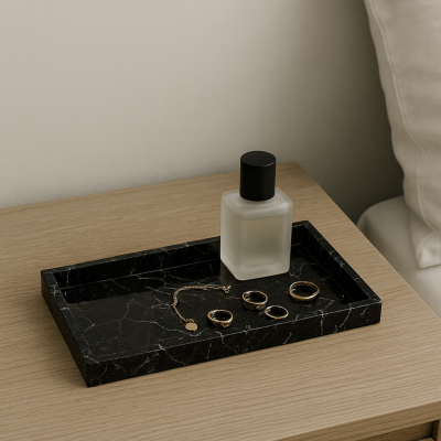 Bandeja simil marmol negra 12*28 2812