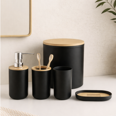 Set de baño combinado 5 piezas 3002 negro 