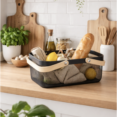 Canasto metal manija rect 32*24*10 negro