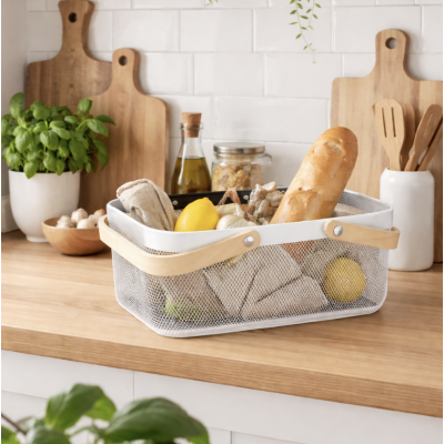 Canasto metal manija rect 32*24*10 beig