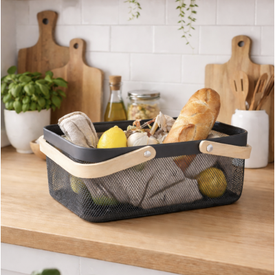 Canasto metal manija rect 40*24*18 gris