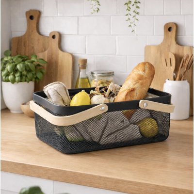 Canasto metal manija rect 40*24*18 negro 