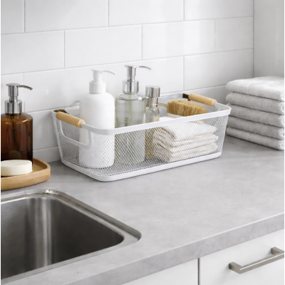 Canasto metal con asa rect 35*22*16 beig