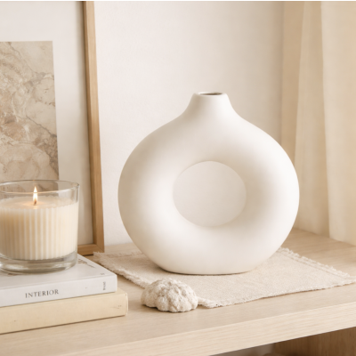 Jarron ceramico blanco 15*14 8833