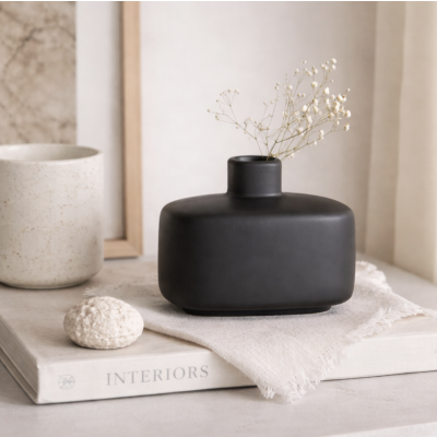 Jarron ceramica negro 11*8*6.5  7514