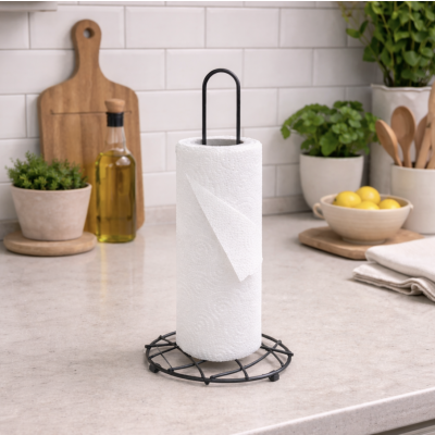 Porta rollo de metal 31 cm negro 7567