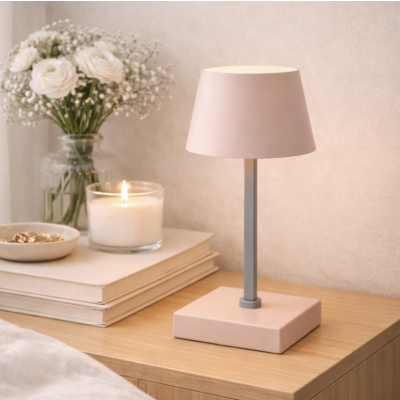 Velador a pila 26 cm rosa al tacto