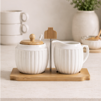 Set de azucarera y lechera blanco 6122