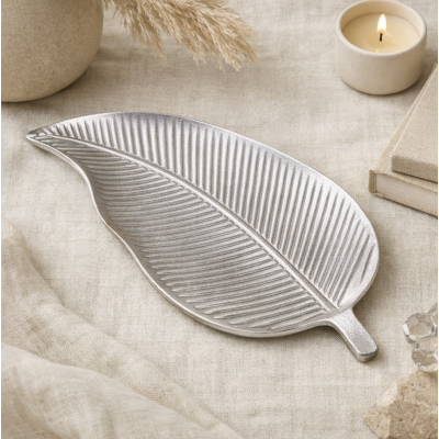 Centro de mesa hoja 35*17 plata 4239