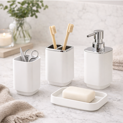 Set de baño zara 4 piezas blanco 3001