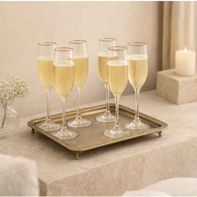 Copas de champagne dore set x6 