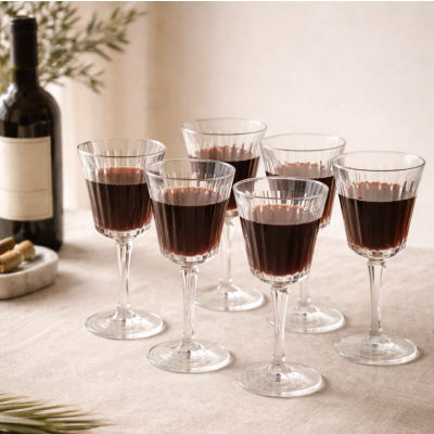 Copas de vino rayitas set x6 260 ml 0487