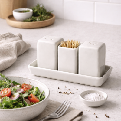 Set condimentero ceramico x3