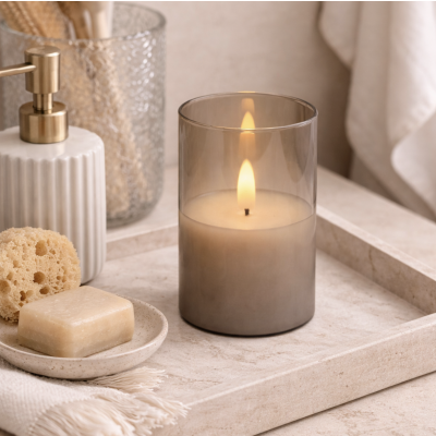 vela recipente de vidrio 7.5*7.5*15 1408 marron 