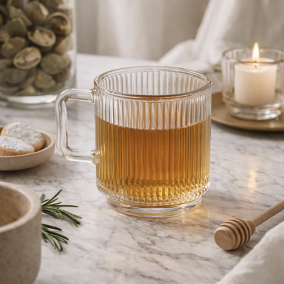 Taza de vidrio rayas 9*7 4575