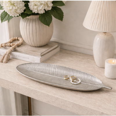 Centro de mesa hoja 40*14.5 plata 4197 