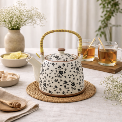 Tetera flores negras grande 2010