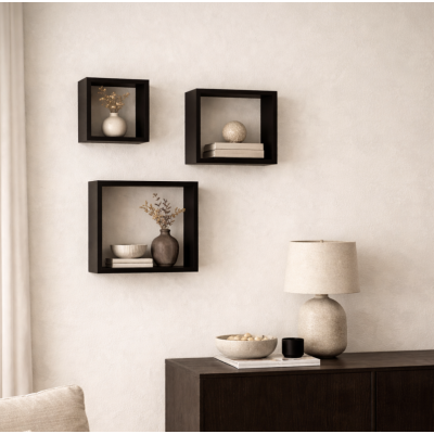 Cubo flotante x 3 madera negro rm3027