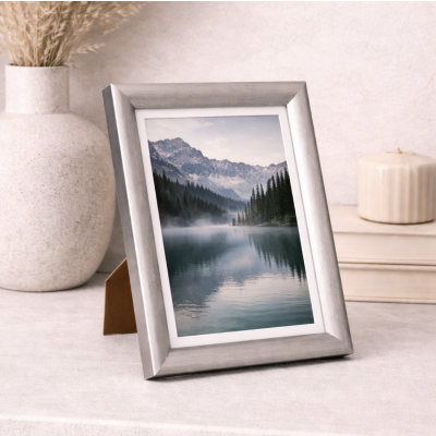 Marco para foto madera paspartu 13*18 plata 2021.5