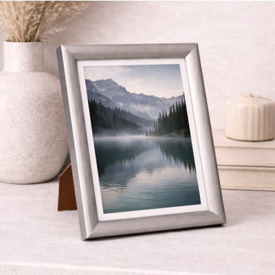 Marco para foto madera paspartu 15*20 plata 2021.6