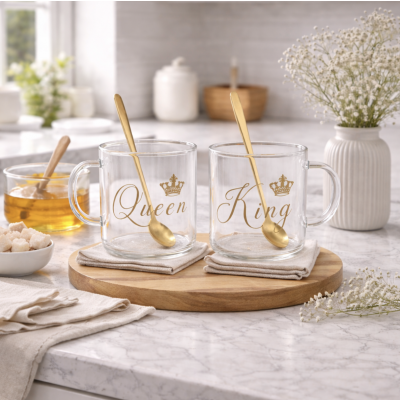 Tazas jerarquia con cuchara set x2  4624