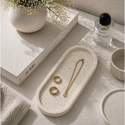 Bandeja oval concreto 24*10 beige 135 