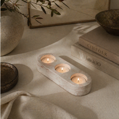 Porta velas triple concreto 18*6 rosa 115
