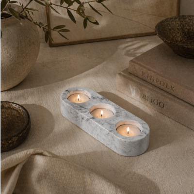 Porta velas triple concreto 18*6 marmol 115