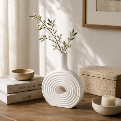 Florero minimal ceramica 17*9 1845 blanco