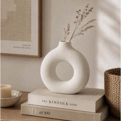 Florero minimal ceramica 17*6 1866 blanco
