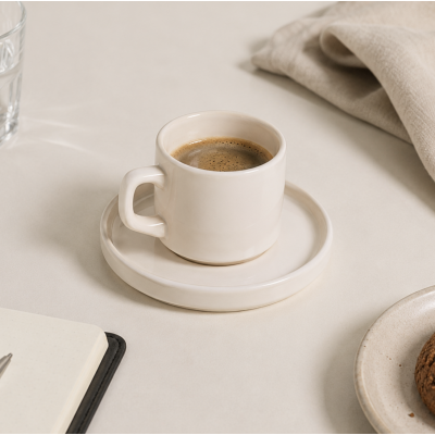 Taza con plato crema 185 ml 1608/0298 PROMO 