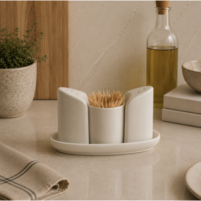 Set condimentero ceramico x3